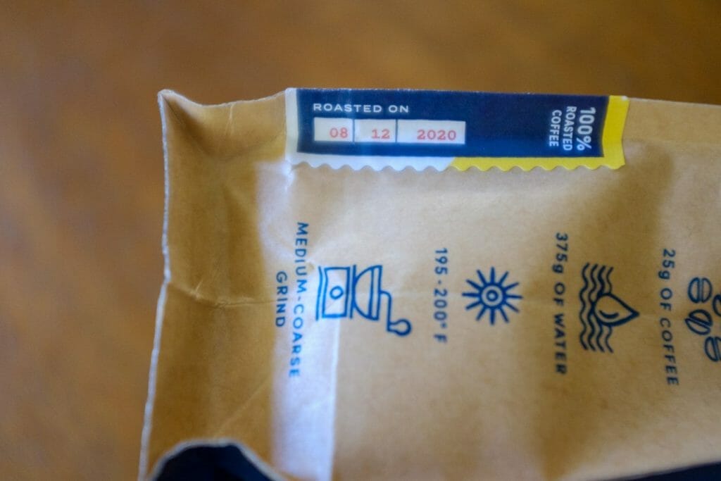 Coffee bag roast date