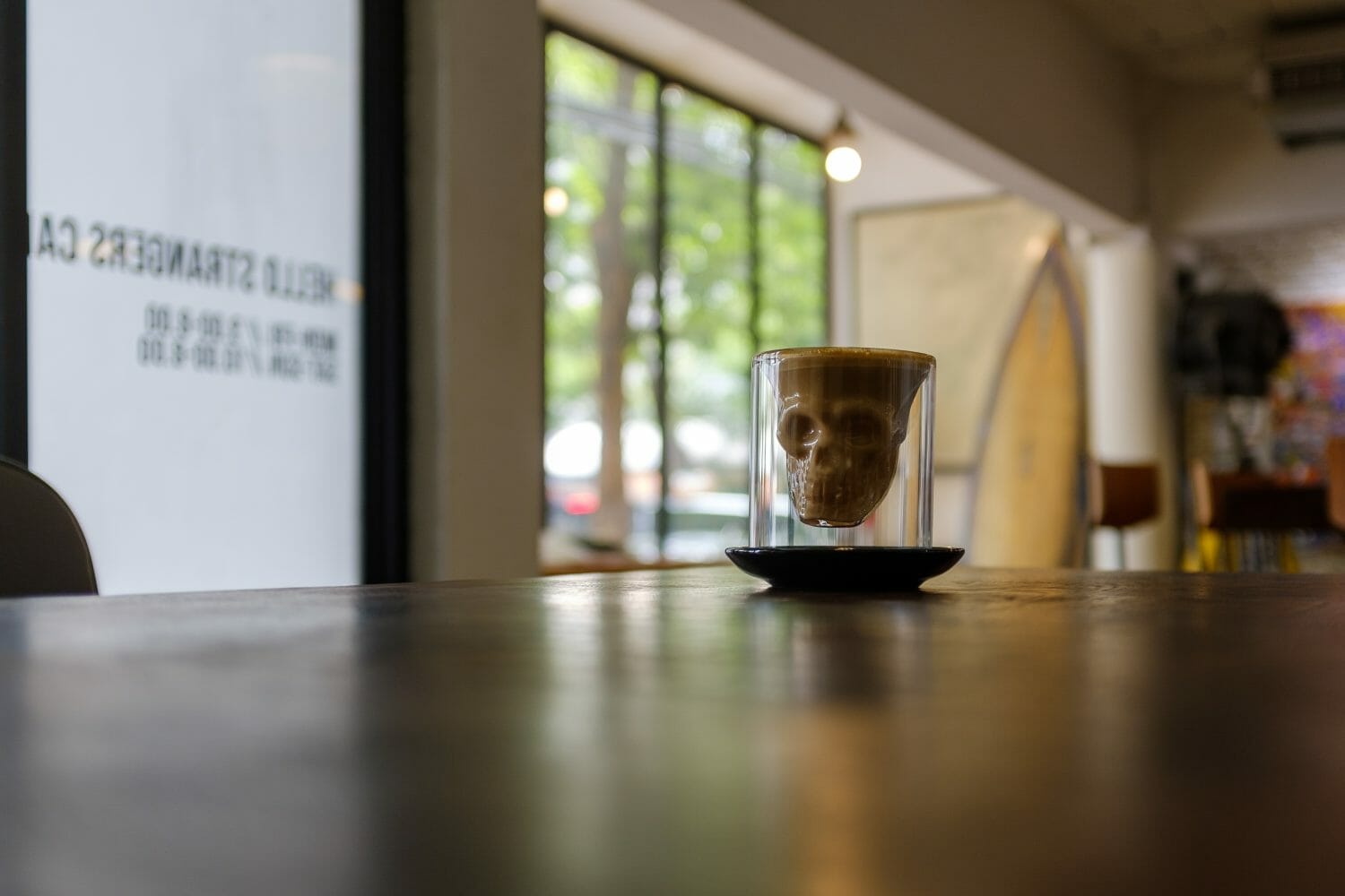 Hello strangers skull mug